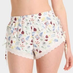 Colsie White Floral Print Side Tie Pajama Shorts